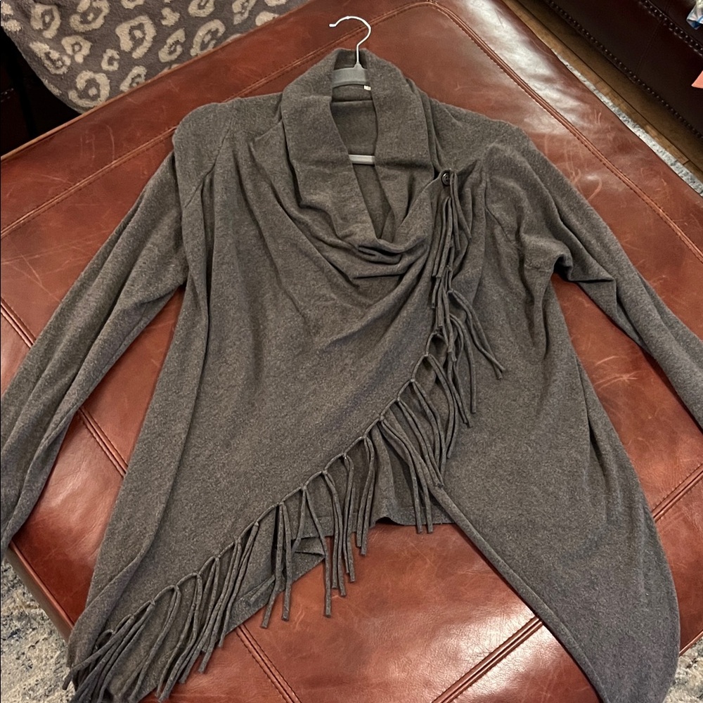 Gray Fringe Women's Sweater